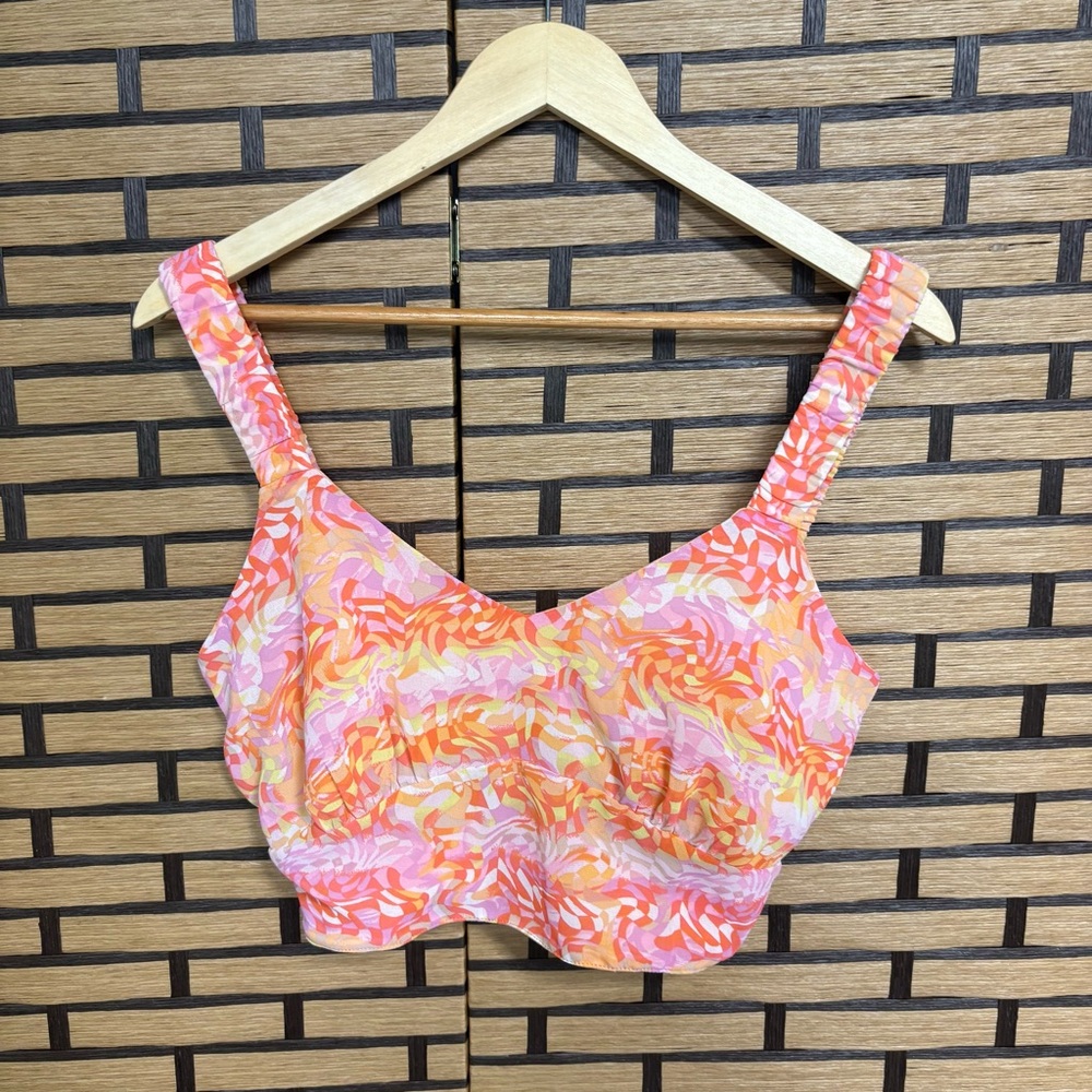 Stitch & Pine Pink‎ And Orange Open Back Detail Crop Tank Size Medium